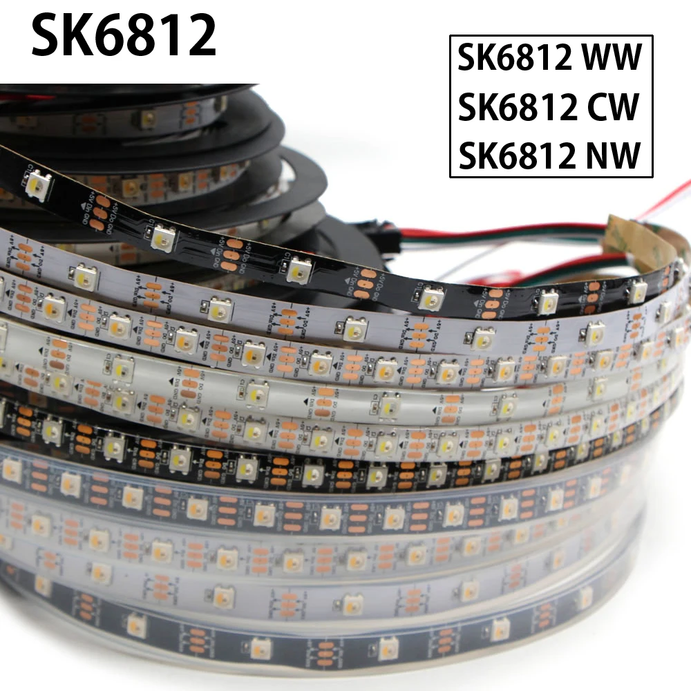 SK6812 RGBW Led Strip Light 4 in 1 Similar WS2812B 1m 4m 5m 30 60 144 LEDs Individual Addressable  Led Lights IP30 65 67 5V