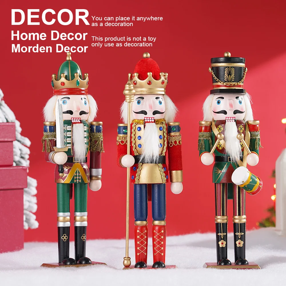 30cm Nutcracker Wooden Soldier Desktop Crafts Ornaments Nutcracker Playing Band Dolls Christmas Decorations New Year Home Decor