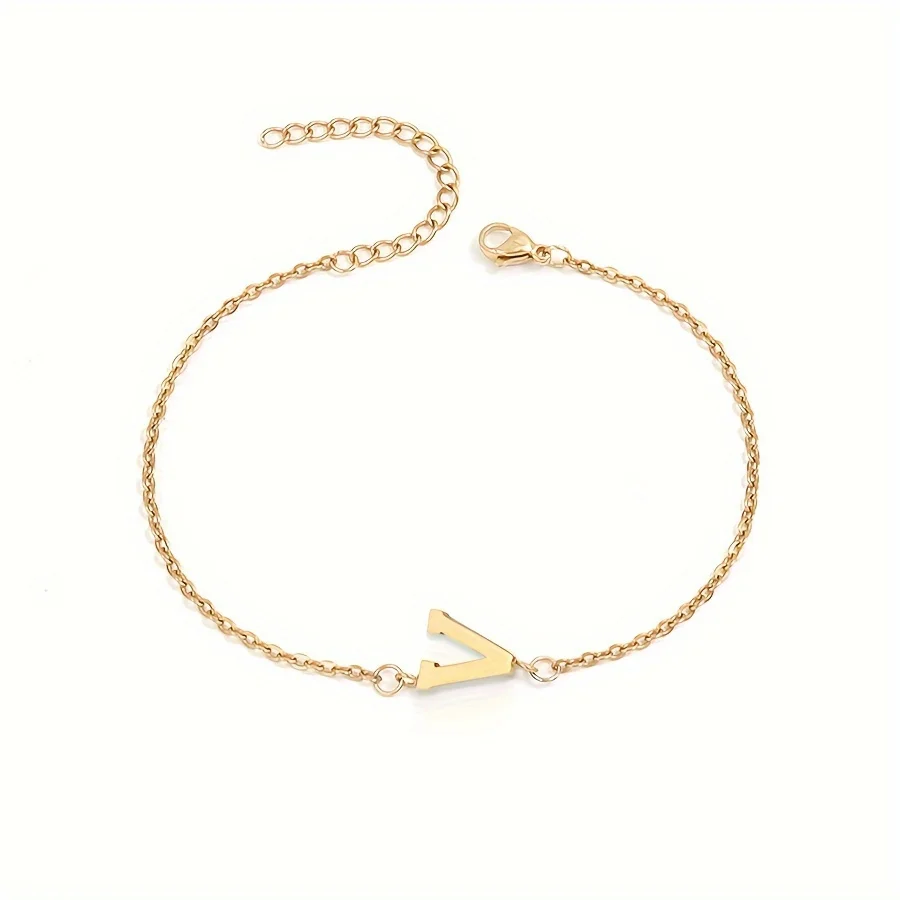 1 Stück Buchstabenform Perlen dünnes Kettenarmband, einfache minimalistische Handkette Unisex Schmuck Dekoration