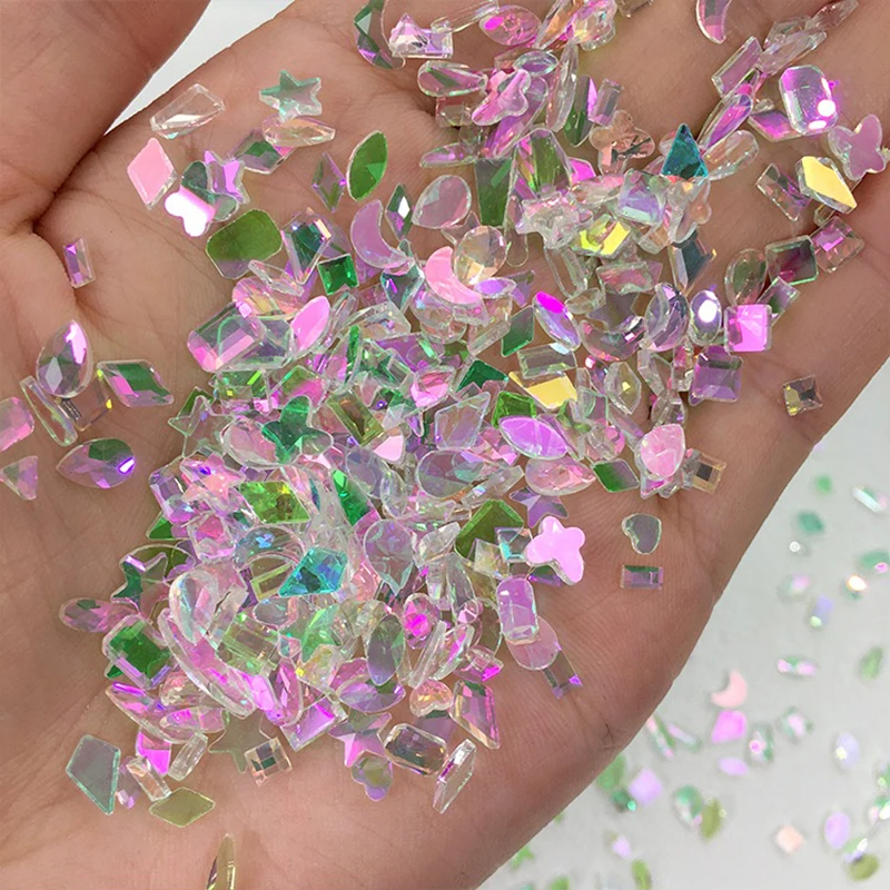 New Color Nail Art Rhinestone Pink with Green Flat Crystal Stone Shiny 3D Fingernail DIY Decoration Accessories 30/100PCS