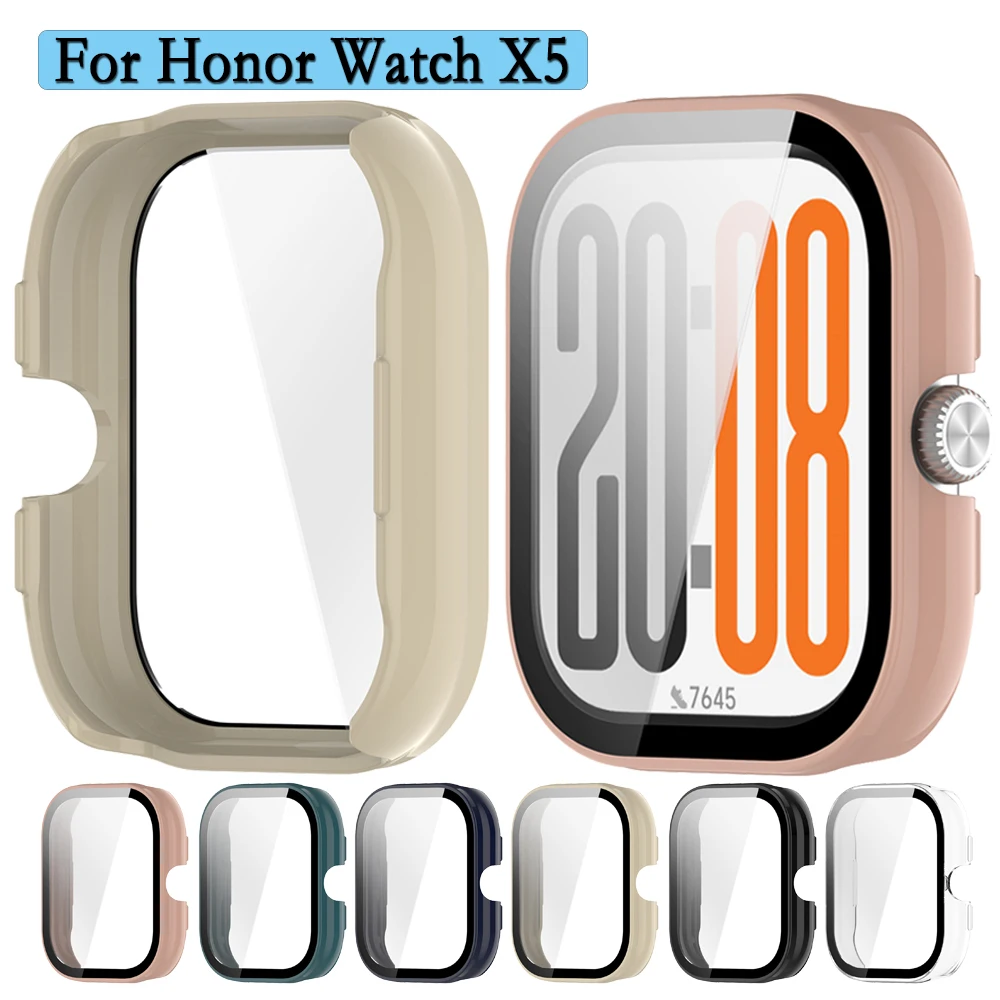 

For Honor Watch X5 Case PC Hard and Durable Cover With Tempered Glass Protector Watch Protection For Honor Watch X5