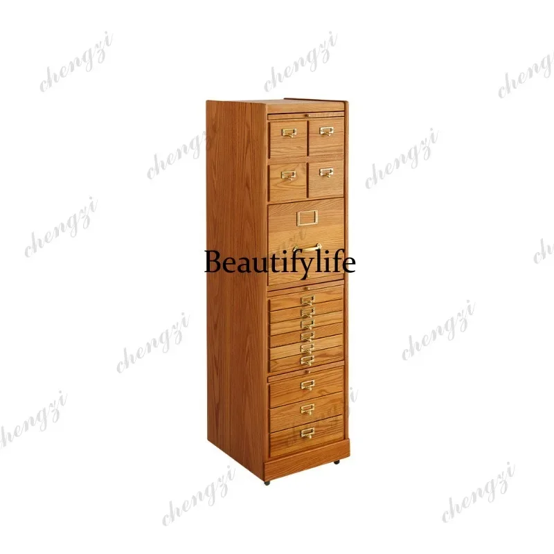 03 Medieval Retro Mobile Multi-Drawer Cabinet File Jewelry Storage Locker