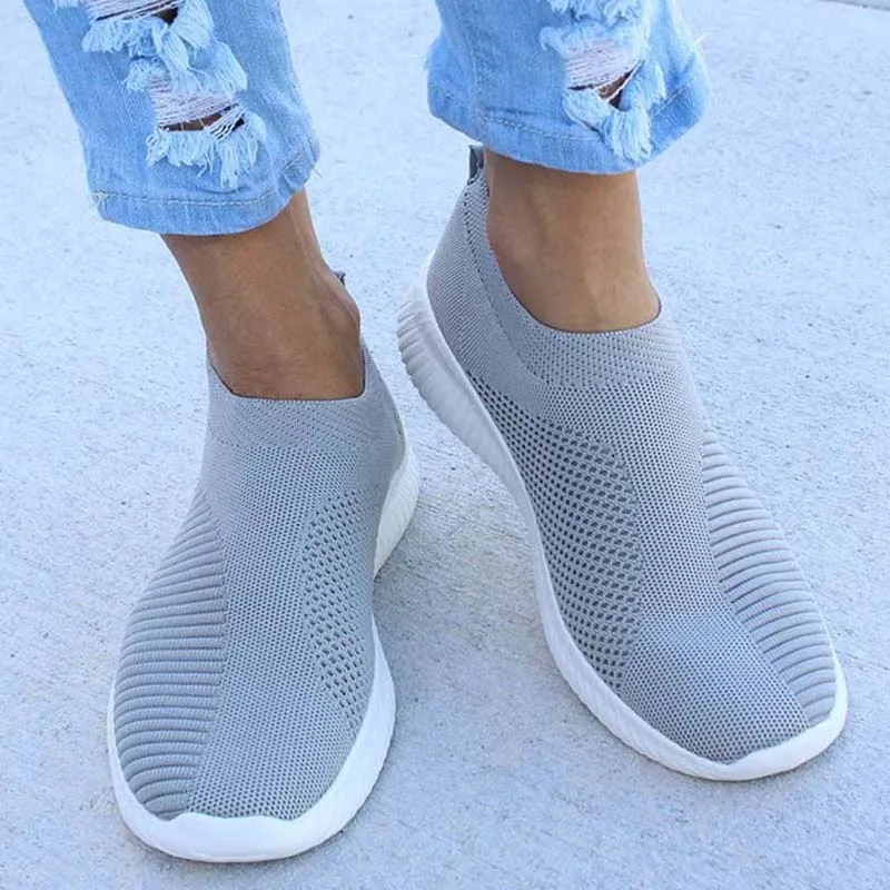 Casual Shoes Fashion 2024 New Sneakers For Women Solid Color Trainers Women Sneakers Slip On Sock Women Shoes Ladies Flat Shoes