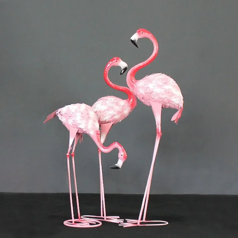 3pc/package 75/105/120cm Metal Flamingo Sculpture Garden Iron Birds Statues Ornaments Home Patio Backyard Lawn Large Art Decor