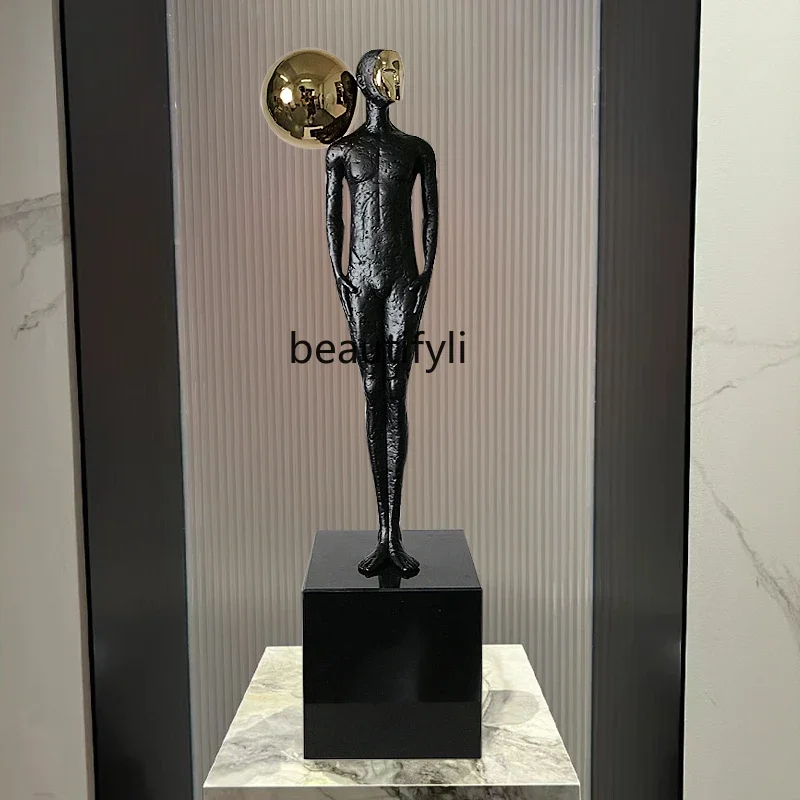 

FRP sculpture, simple modern soft decoration, creative gold mask tabletop ornament