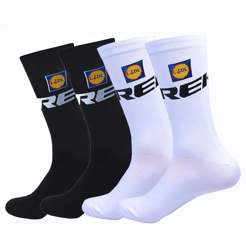 White TREKKING Cycling Socks UAE Team Lightweight Large Mesh Design Bicycle Sock Unisex Adult Compression Non Slip Runing Socks
