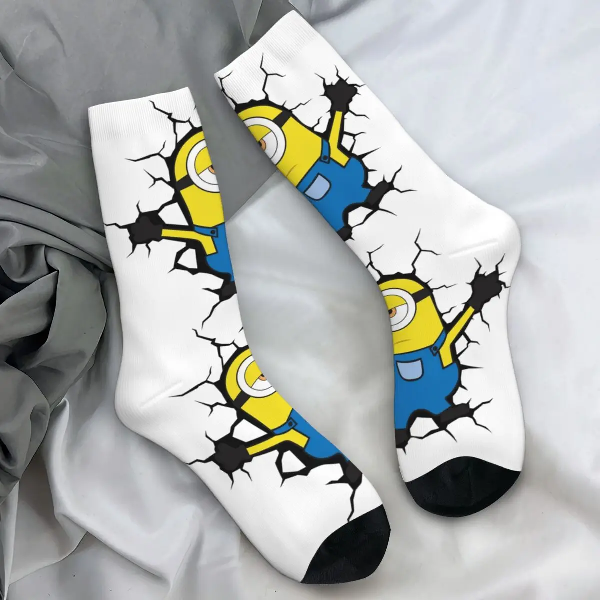 Minions Socks Spring Broke The Wall Stockings Fashion Men's High Quality Socks Graphic Outdoor Sports Anti Sweat Socks