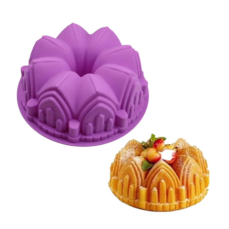 1Pc Big Crown Castle Shape Silicone Mold DIY 3D Birthday Cake Pan Decorating Tools Large Bread Fondant DIY Baking Pastry Tool