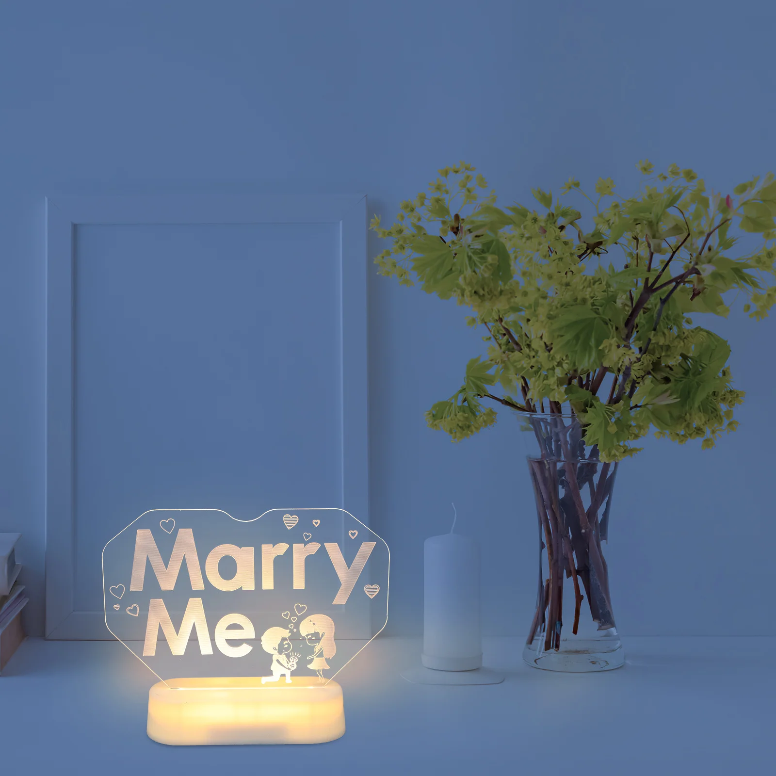مصباح حروف رومانسي بإضاءة نيون من Marry Me لتقديم حفلات الزفاف وديكور عيد الحب على شكل حب لسطح المكتب