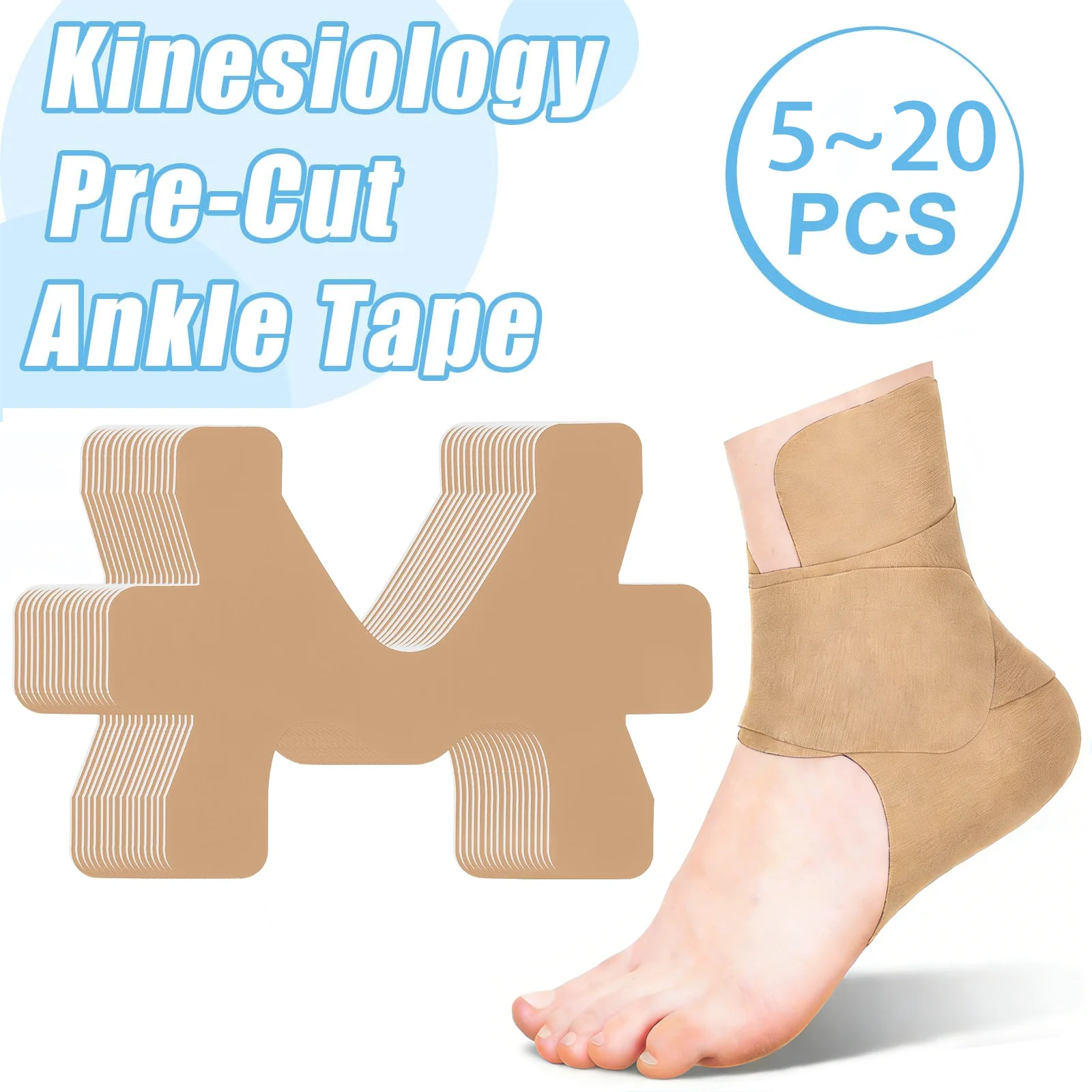 Kinesiology Tape Sports - 5-20개입 키네시올로지 랩 테이프, 발목 통기성