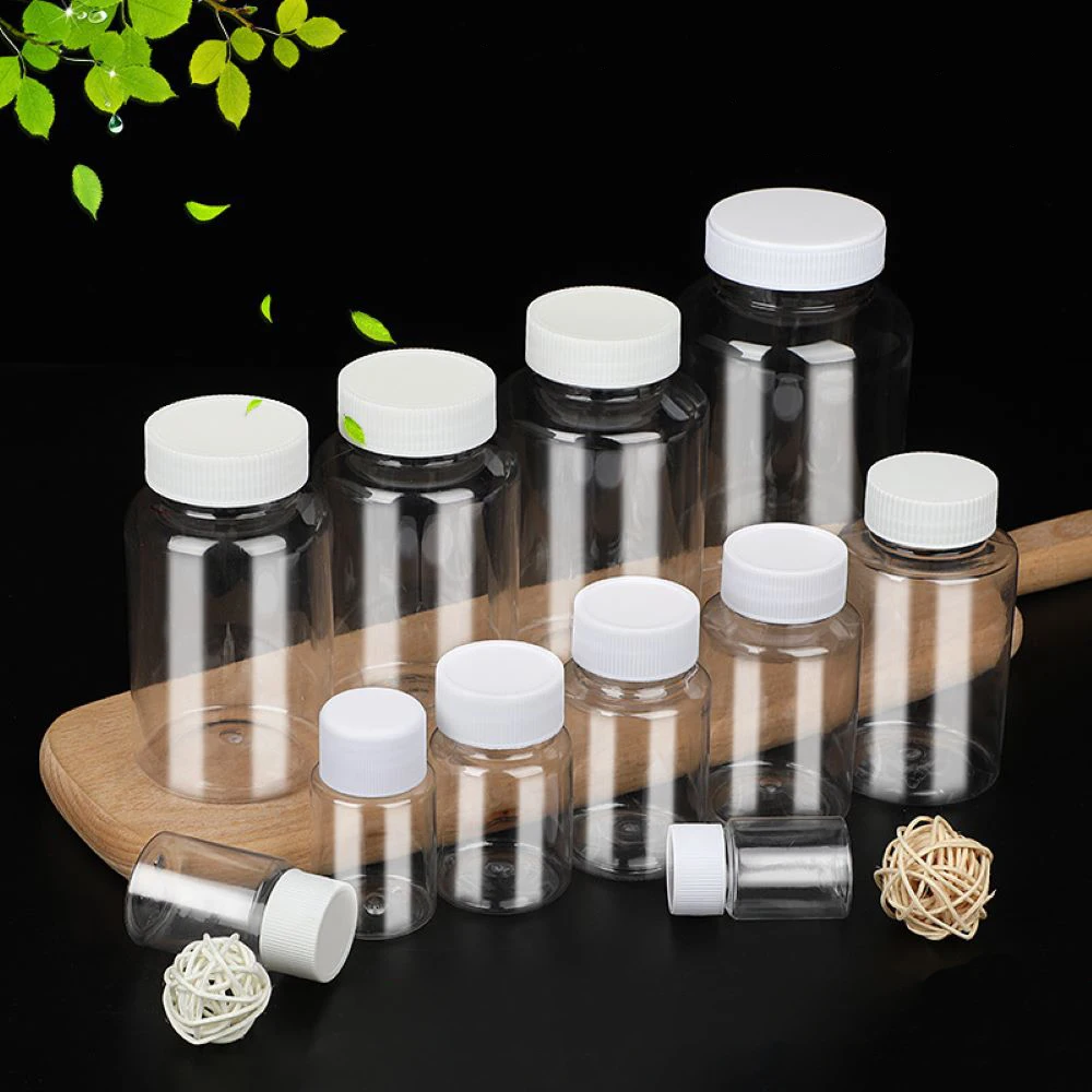 

15ml 20ml 30ml 50ml 100ml 150ml Plastic Sealed Tablet Bottle PET Pill Container Medicine Capsule Bottle Wide mouth White Cap