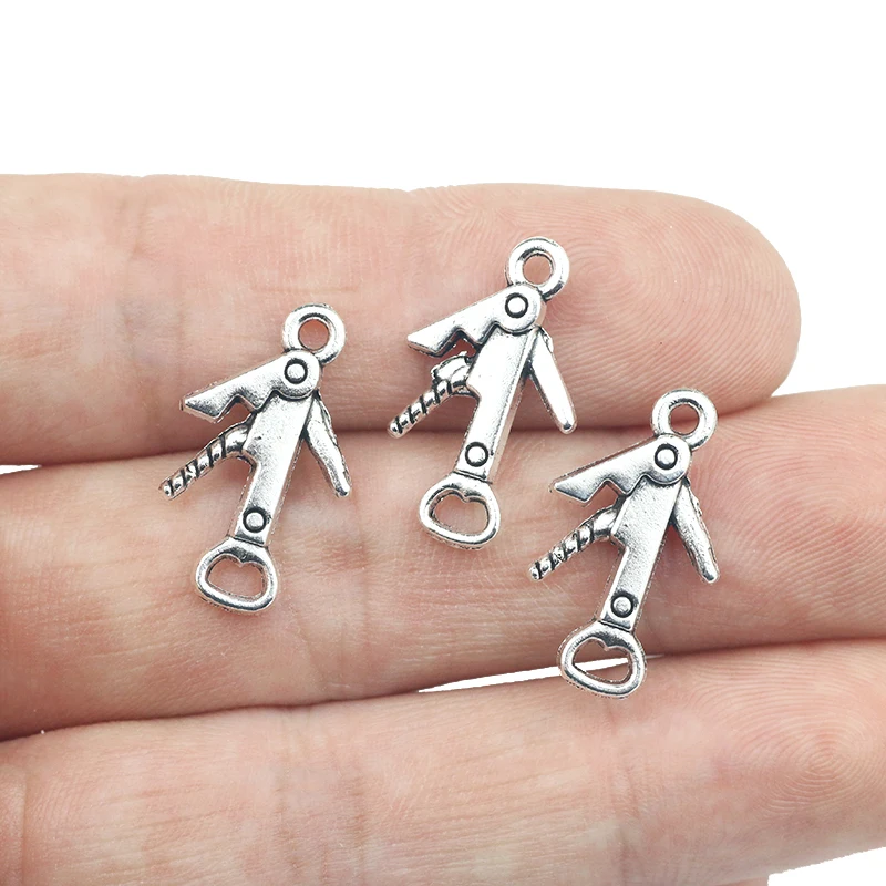 20pcs/lot 12*21mm Small Alloy Bottle Openner Charm Antique Silver Color DIY Neckalce Bracelet Jewelry Finding