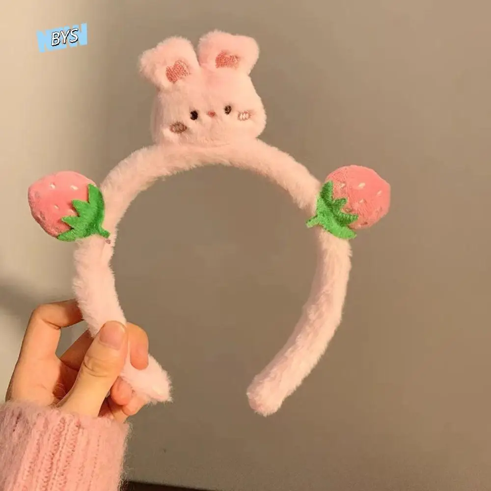

Cute Plush Cartoon Headband Korean Style Hair Accessories Strawberry Bear Hair Hoop Headpiece Hairbands Cute Hair Hoop Children
