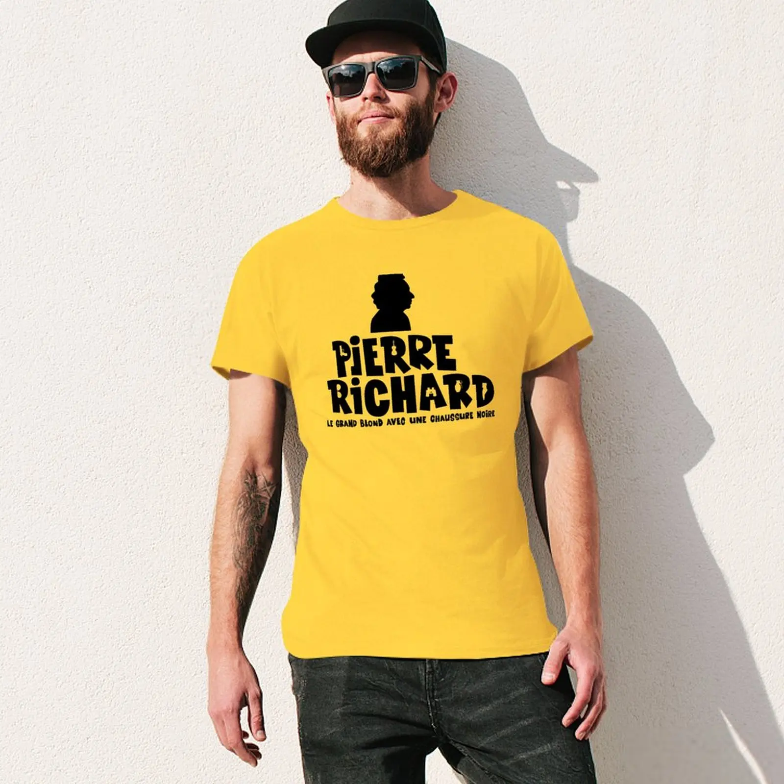 Pierre Richard - The Tall Blond Man with One Black Shoe silhouette T-Shirt plus sizes customizeds mens white t shirts