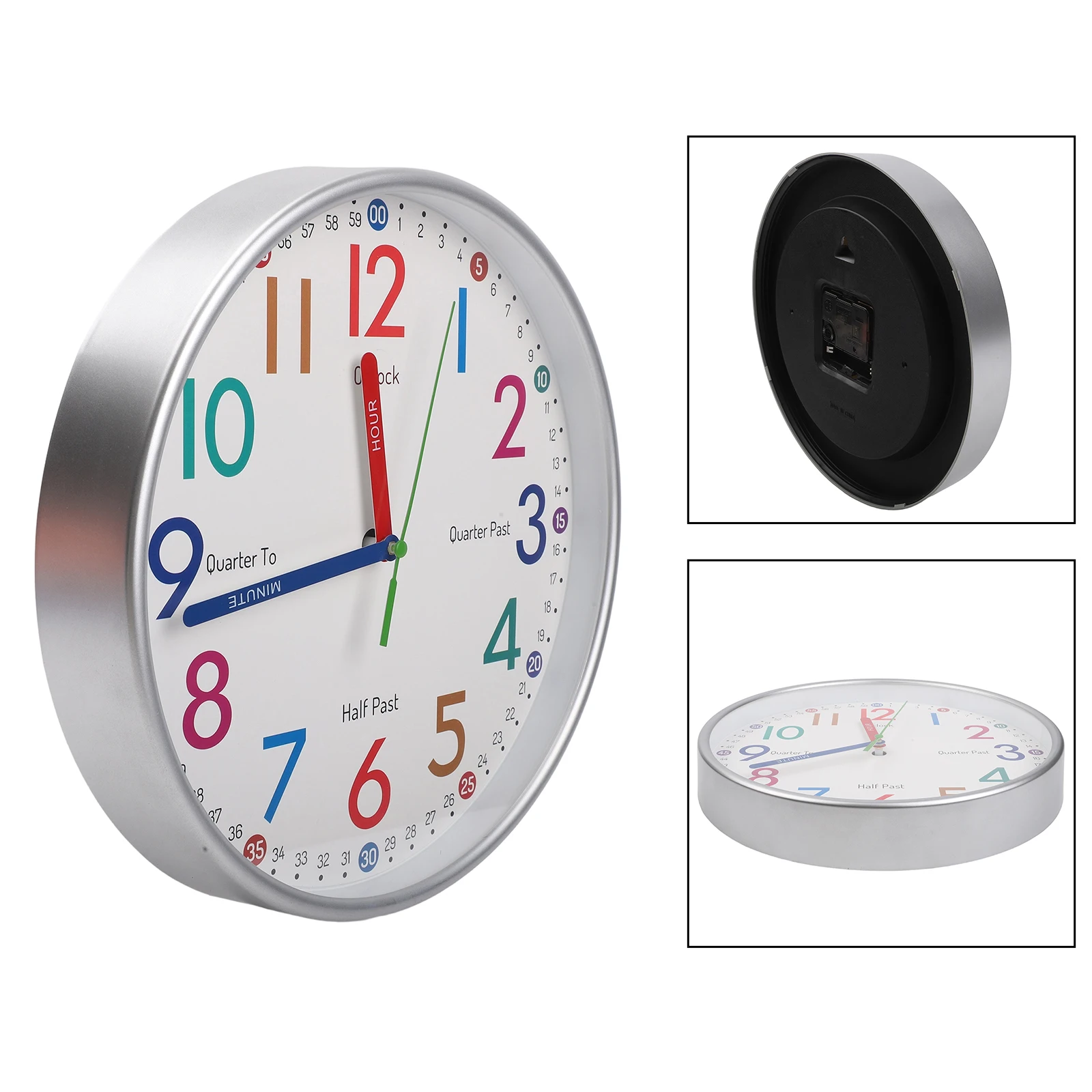 For Children's Room for educational Clock Silent Learning Wall Clock Home Decor Quiet Wall Clock For Colorful Clock