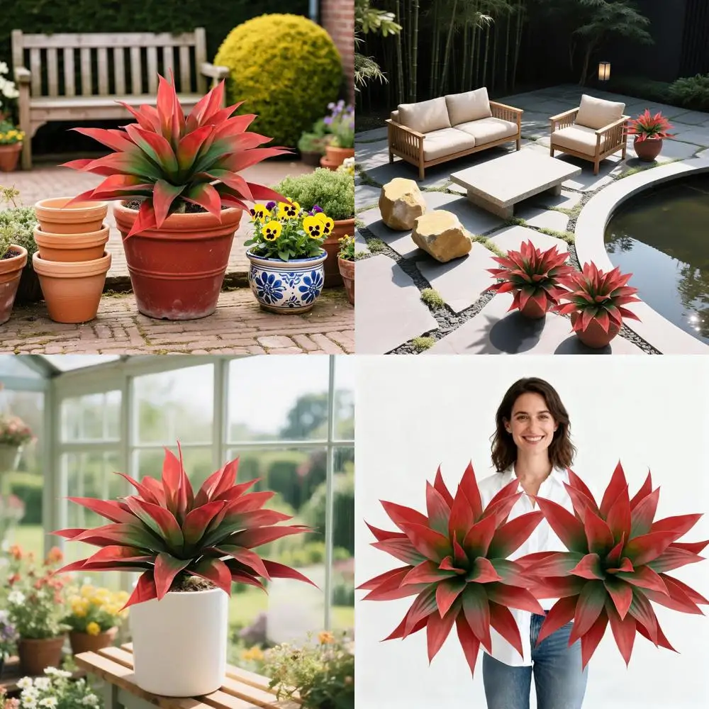 

28 высоких красных искусственных агнутых растений для наружного и внутреннего декора, набор из 2 шт., без вазы