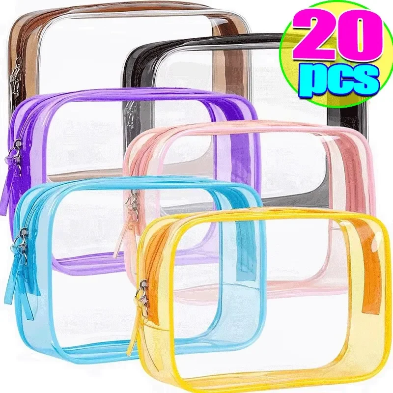 1/20pcs Transparent PVC Storage Travel Organizer Clear Makeup Bag Beautician Cosmetic Bag Beauty Case Toiletry Bag Wash Bags