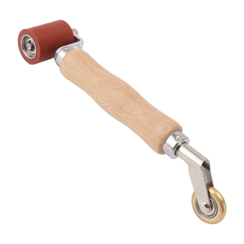 

A04I 40mm Wallpaper Roller Seam Roller Steel, Wood Handle Silicone Seam Roller Dual Use Brass Wheel for PVC Welding A