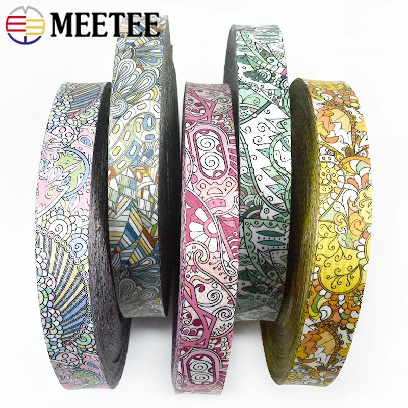 2-10M Meetee 38mm Nylon Webbing Ribbon Printed Tape Belt Strap Dog Pet Collar Leash Rope Band for Sewing Clothes Accessories