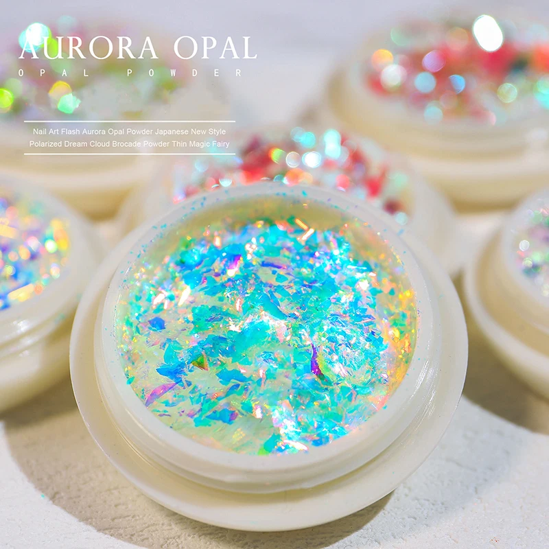 Aurora Nail Art Opal Poeder Vlokken Glitter Pailletten Voor Nagels Sparkly Gel Polish Sticker 3D Manicure Accessoires