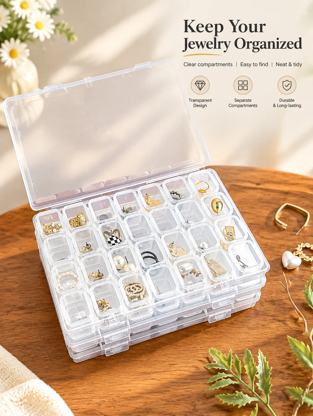 28 Grids Transparent Nail Art Storage Box Mini Rhinestone Organizer Jewelry Holder Portable Manicure Tool Case Salon Home - view 4