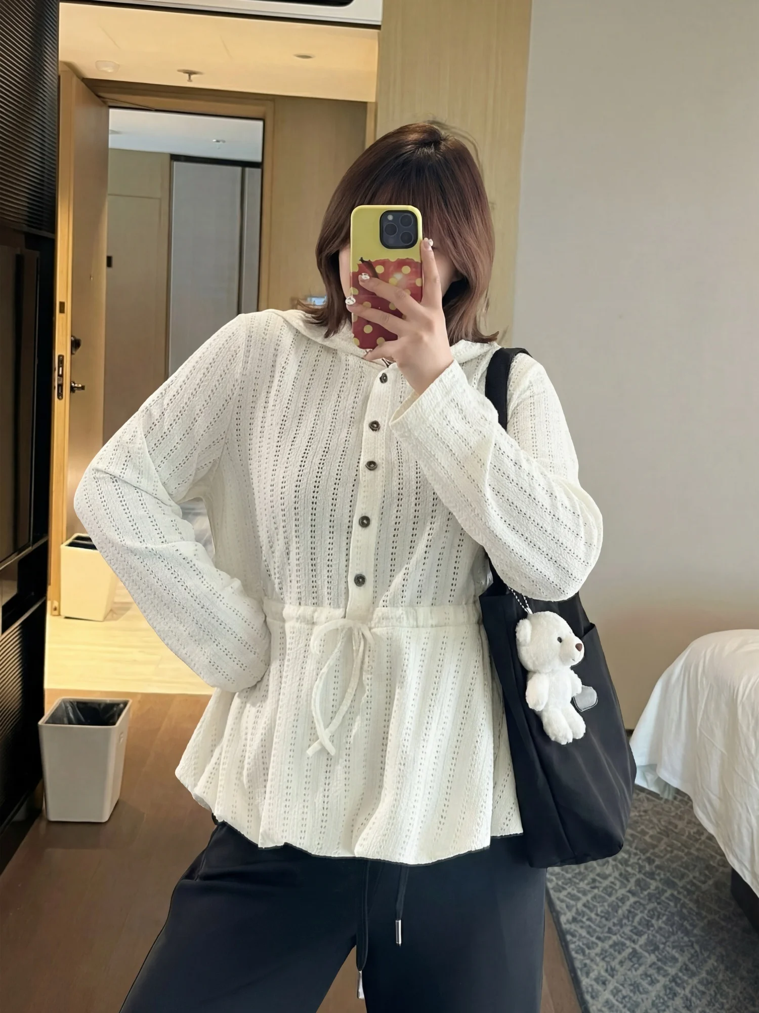 

plus Size Knitted Hoodie Conceal Meat Lazy Commute Style Women's Spring New Arrival Slimming Effect 17002O Casual Inner Wear