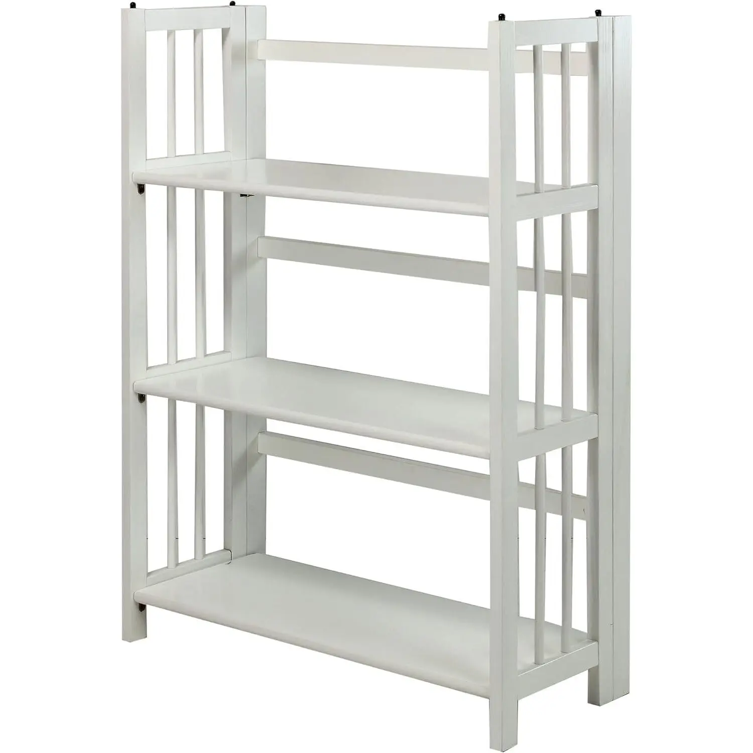 3-Shelf Stackable Folding Wood Bookcase, Contemporary Home & Office Storage, Sturdy Wooden Shelving White 27.5 Inch, Customized