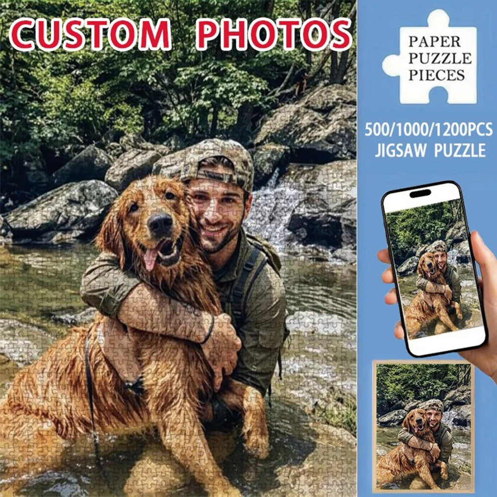 35/300/500/1000pcs Personalized Custom Photo Puzzle Pet Photos Family Memories Personalized Gifts For Women/Men