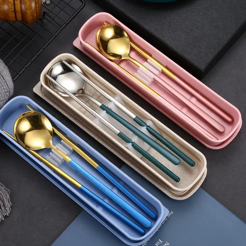 Wheat Straw Storage Box Kitchen Dustproof Spoon Fork Chopsticks Boxes Children Kid Students Travel Portable Tableware Pencil Box