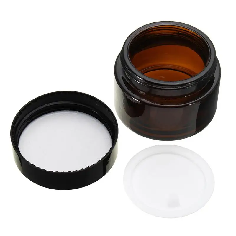 15pcs 5g 10g 15g 20g 30g 50g Amber Glass Refillable Cosmetic Cream Jars Pot Empty Bottle Container with Screw Lid Travel Bottle