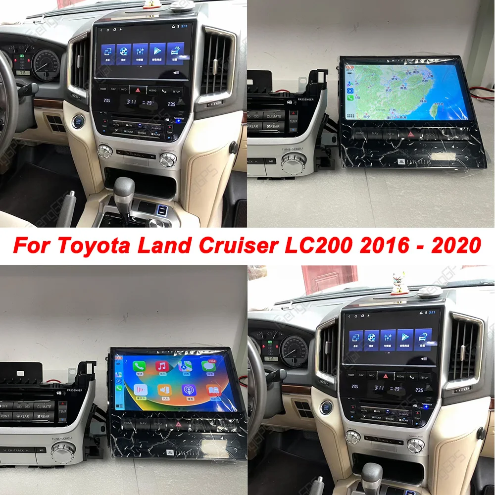 Rádio de carro Android para Toyota Land Cruiser LC200 2016-2020, receptor estéreo 2Din, leitor multimídia Autoradio, unidade principal GPS Navi