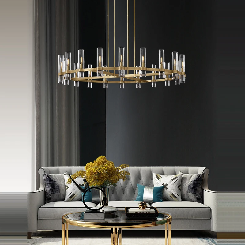 

Retro American Chrome Black Gold LED Chandelier Lighting Fixtures Hanging Lamps Lustre Suspension Luminaire Lampen For Foyer