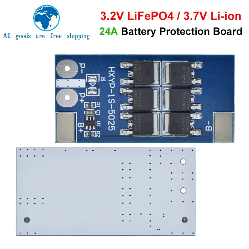 TZT 1S 3.2V 3.7V 24A LiFePO4 Li-ion Lithium Battery Protection Board BMS PCB PCM Cell Pack Overcharge Over-discharge Protect