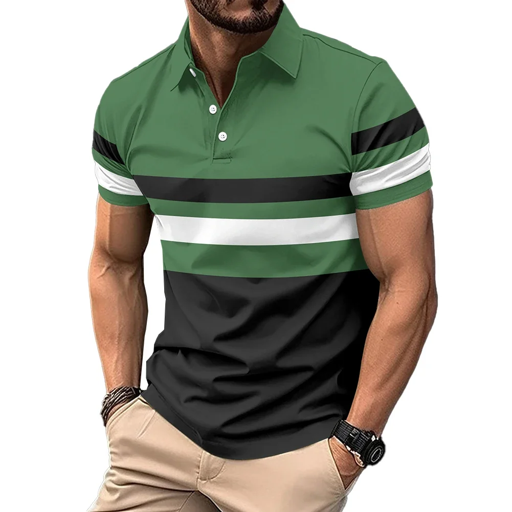 Camiseta elegante para hombre para verano, cuello de solapa, poliéster, manga corta Regular, camiseta ligera elástica de verano para hombre