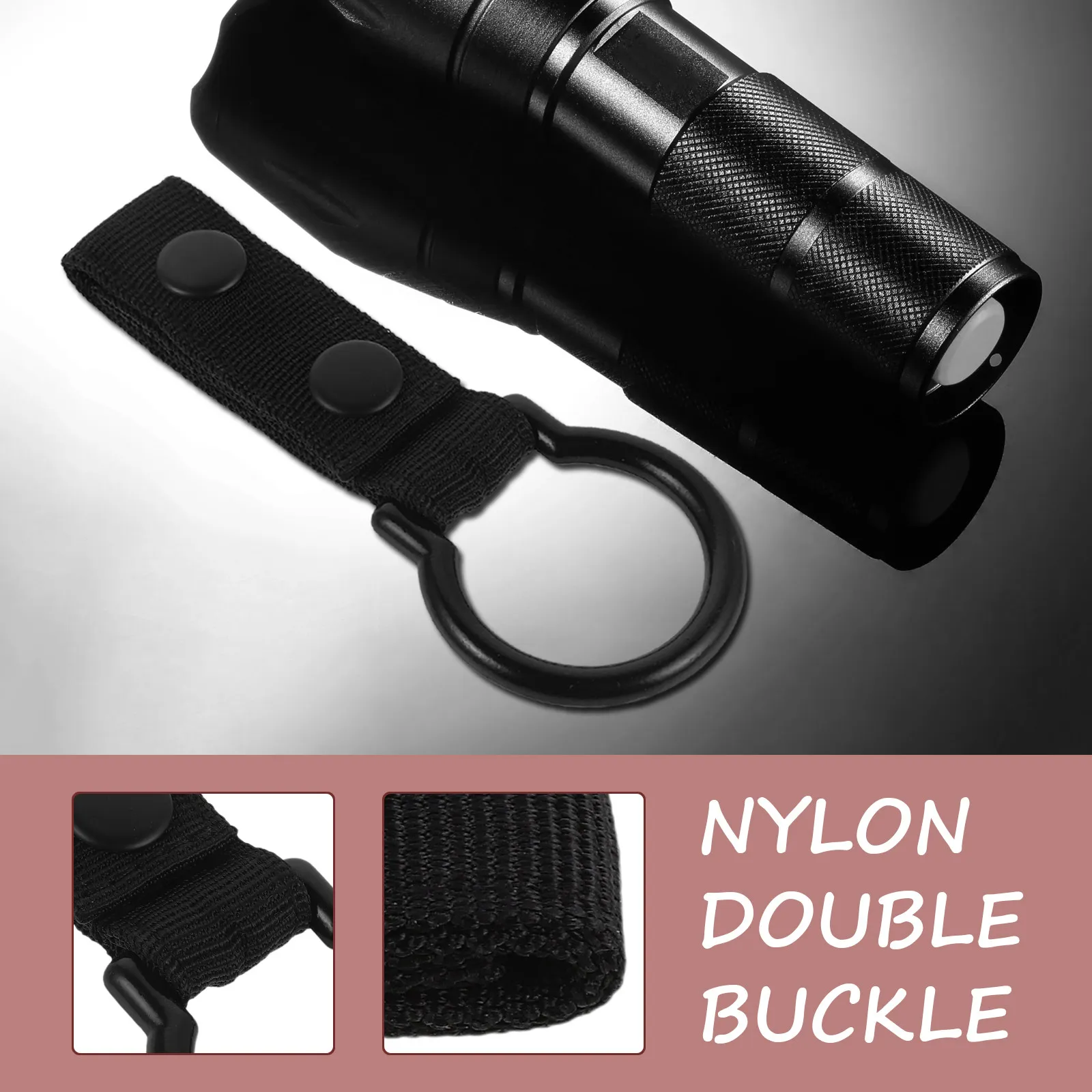 2Pcs Flashlight Holder Duty Belt Nylon Snap Button Quick Release Anti-Lost Torch Carrier Outdoor Hiking Camping Work Utility
