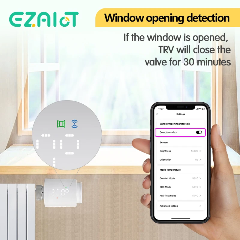 Smart WiFi Thermostatic Valve  Tuya Thermostat TRV Radiator Actuator Temperature Controller Alexa Google Home Voice Control