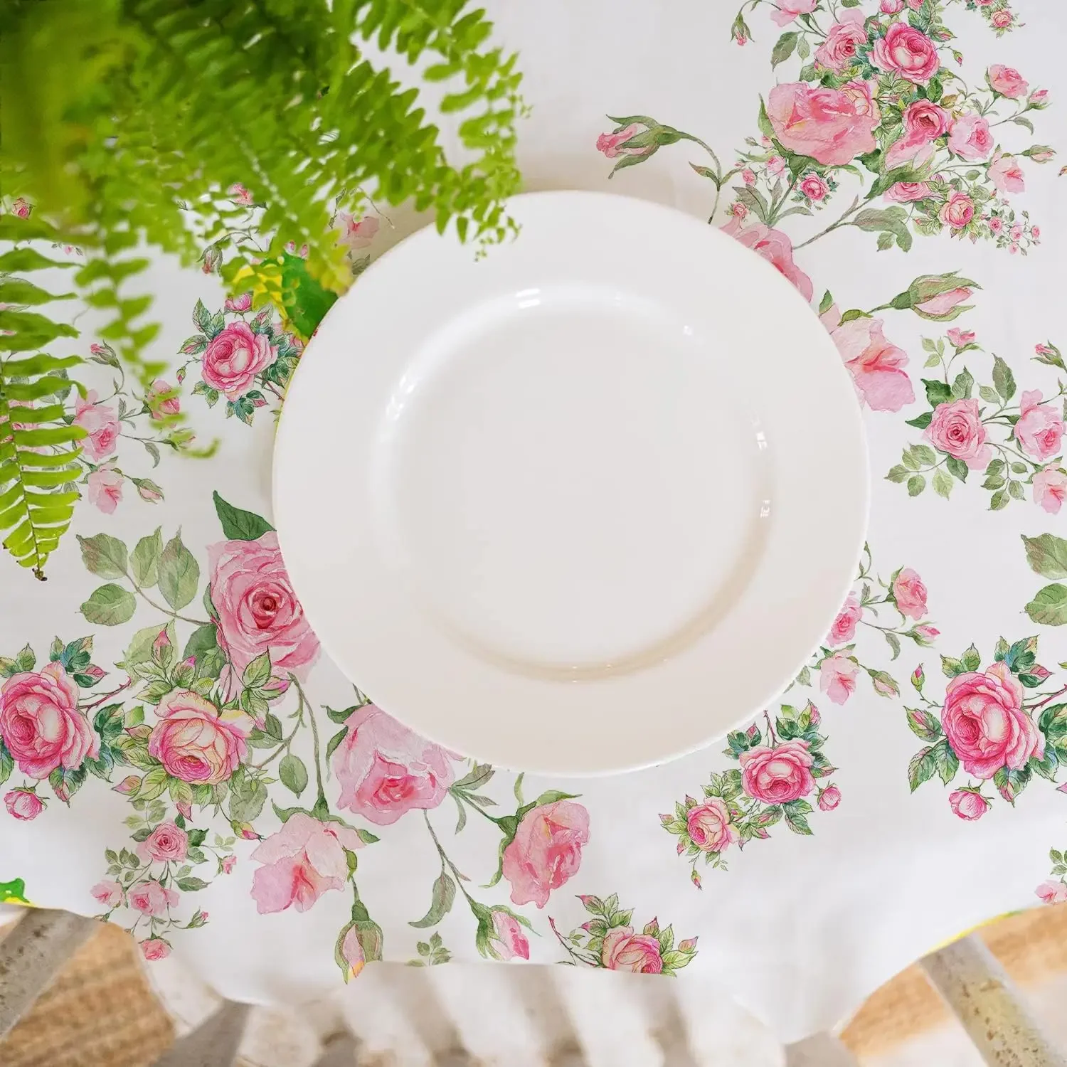 Pink Flowers Print Rectangle Tablecloth Table Decor Spring Summer Waterproof Table Covers for Kitchen Dining Wedding Party Decor