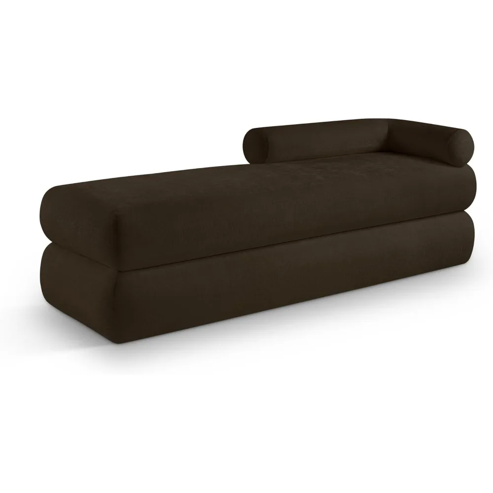 

197Brown Kennedy Collection Modern | Contemporary Bench with Soft Brown Chenille Fabric, Channel Base, 59.5" L x 22" W x 19" H,