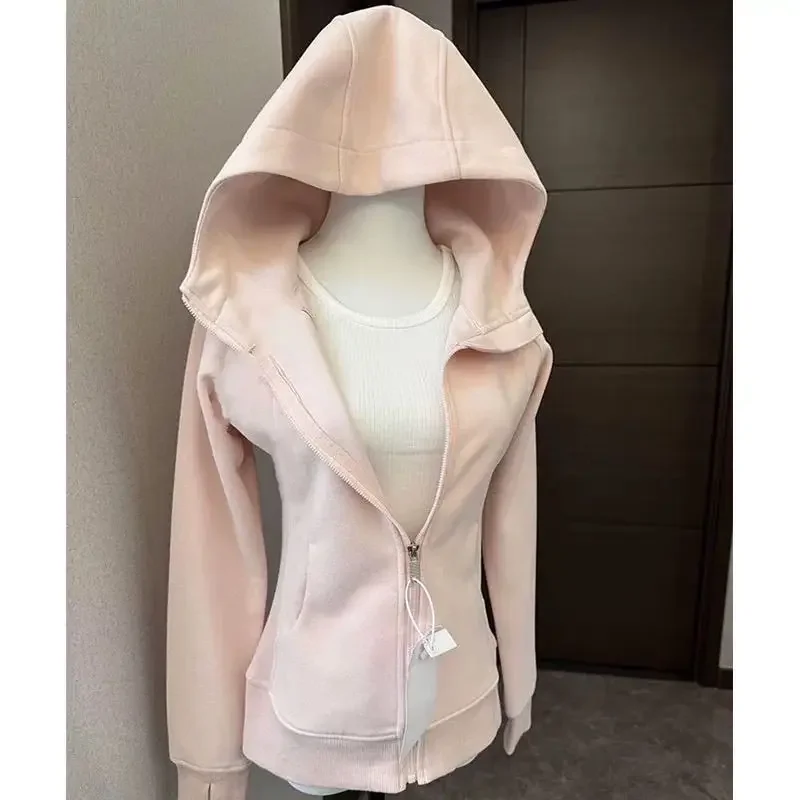 Schwarzer Kapuzenpullover 2025 Damenbekleidung mit Reißverschluss, schmal geschnitten, Y2k-Jacken, lässige Mode-Sweatshirts, Oberteile, Ropa Mujer – Detail 7