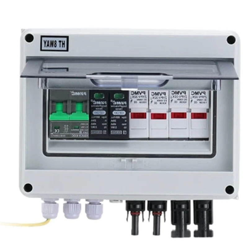 T21C Solar Photovoltaic PV Combiner Box 2 In 1 Out DC 600V 32A With Protection Fuse MCB SPD Waterproof IP65 Distribution