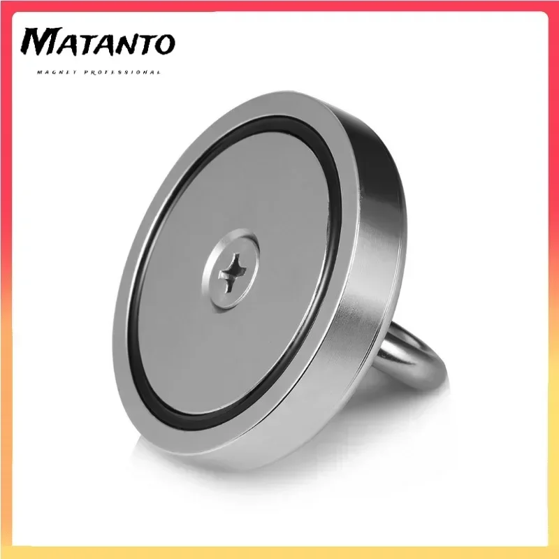 Strong Powerful Salvage Hook Round Neodymium Magnetic Magnet  Fishing Equipments Holder Pulling Mounting Pot with Ring Magnets