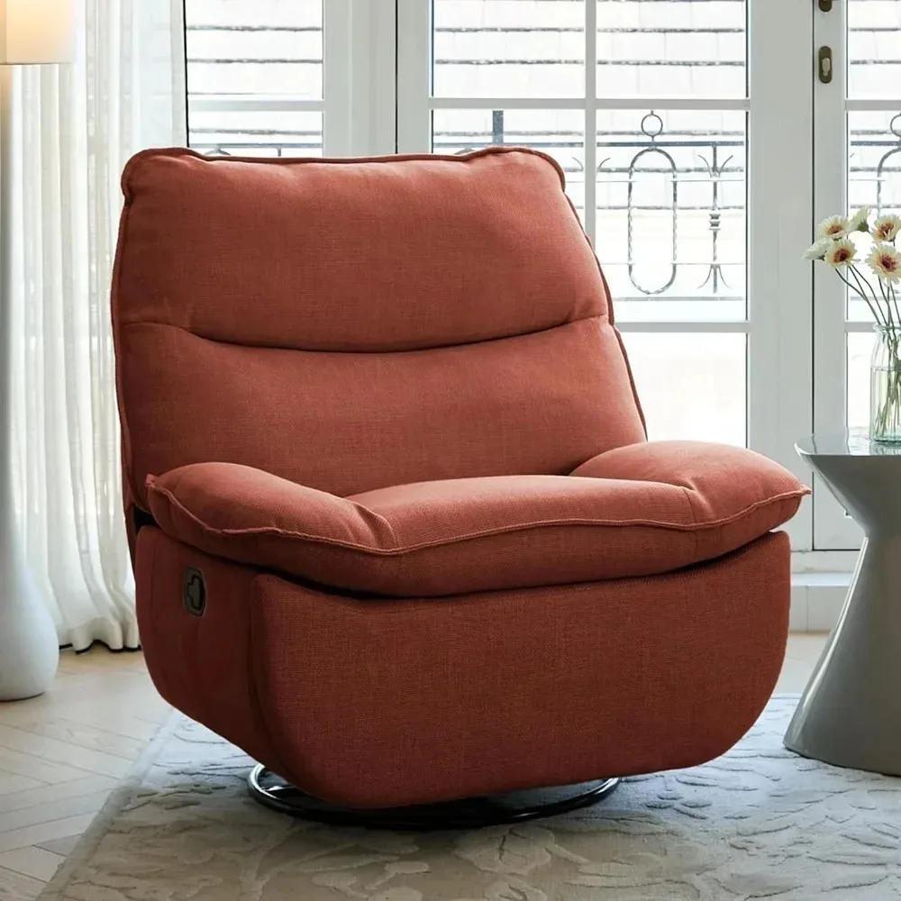 Swivel Rocker Recliner Chair, 360° Swivel Oversized Armless Recliner with Oeko-TEX Certified Three-Proof Fabric, Awar，Customized