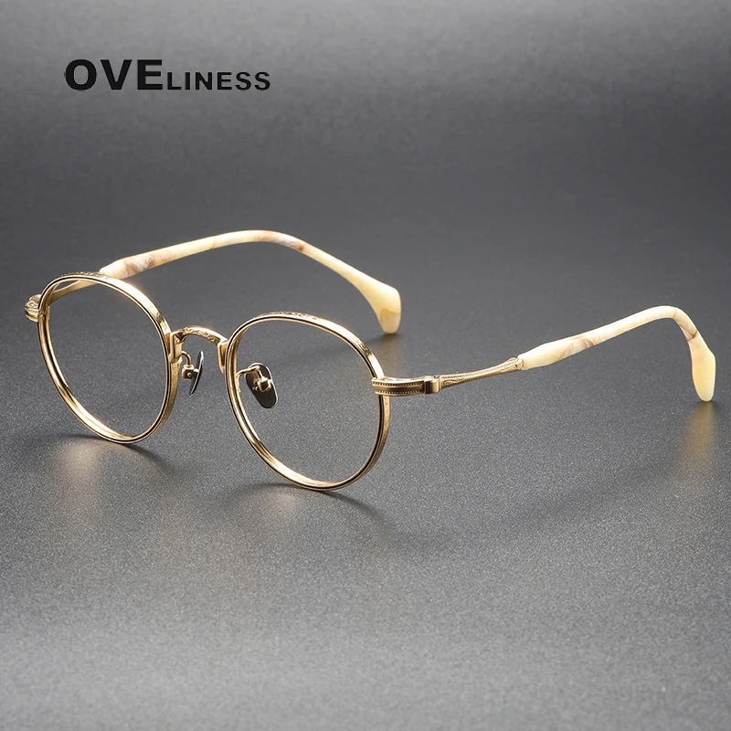 Pure Titanium Glasses Frame Men Retro Round Prescription Eyeglasses frames Women 2023 Vintage Myopia Optical Eyewear Spectacles