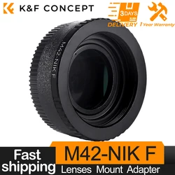 K&F CONCEPT M42-NIK F Lens Adapter Ring for M42 Lens to Nikon AI F D5100 D700 D300 D800 D90 DSLR Camera Mount with Glass Cap