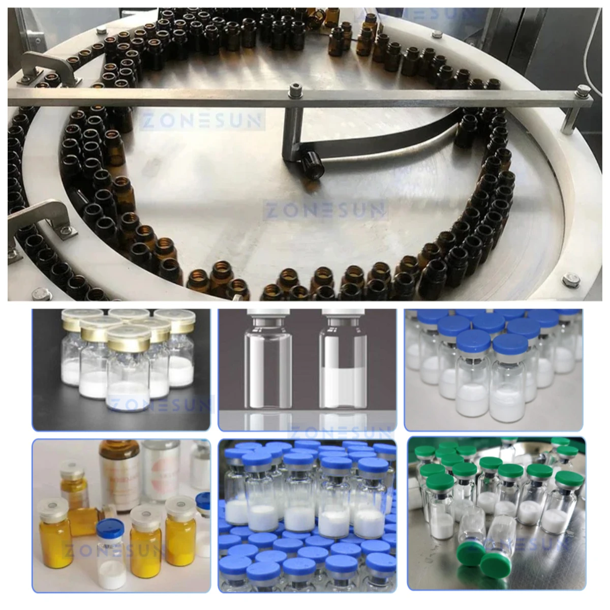 Zonesun ZS-FJFC2 Automatic Powder Vial Filling and Stoppering Machine