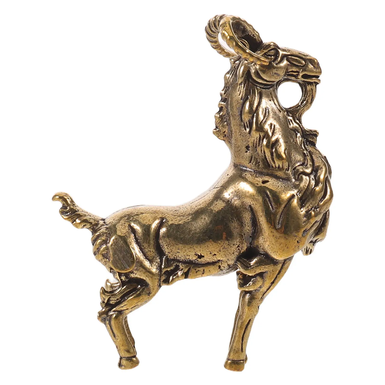 Antique Solid Brass Sheep Statue Traditional Chines Feng Shui Goat Figurine Luck Zodiac Animal Miniature Brass Antelope Statue