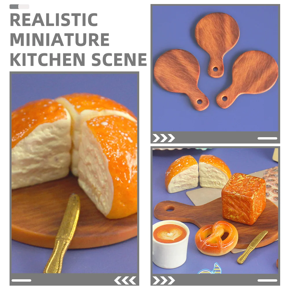 10Pcs Wood Grain Round Cutting Board Miniature for DIY Mini Kitchen Scene Micro Decorations Photo Props Accessories