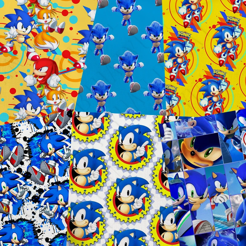 45*145cm Cartoon polyester cotton Sonic The Hedgehog fabric for Tissue Kids Bedding home textile Textile for Sewing Doll Dress