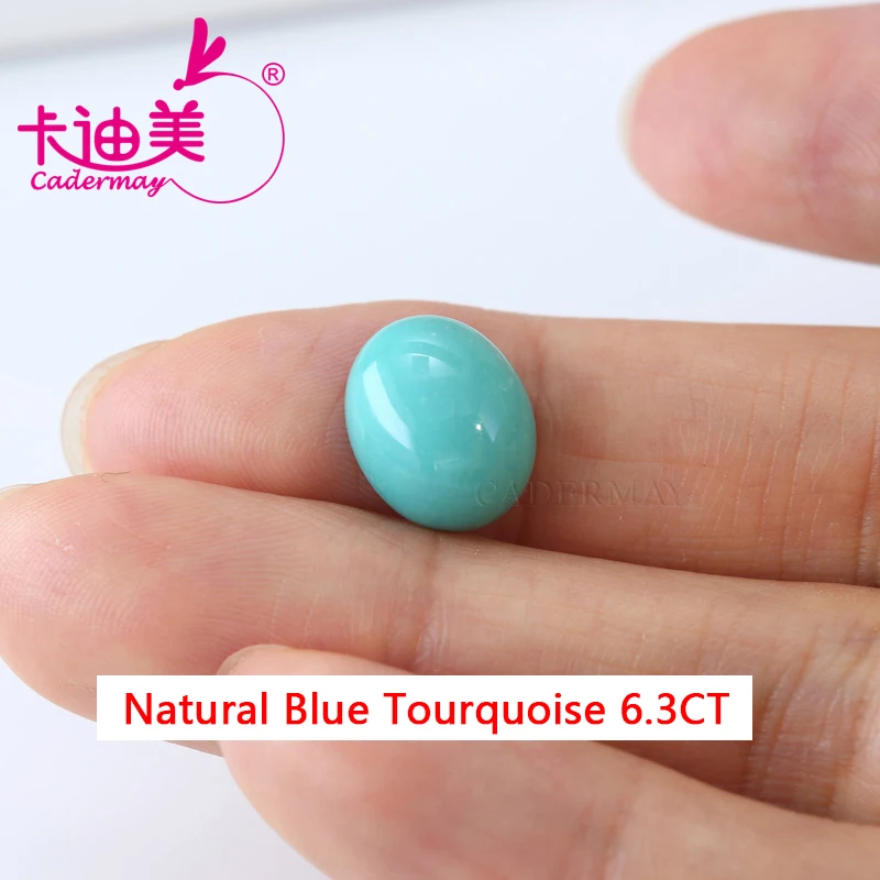 

CADERMAY Oval Shape Cab Cut 100% Natural Blue Tourquoise Loose Stone With GTC Certificate Beads For Jewelry Making