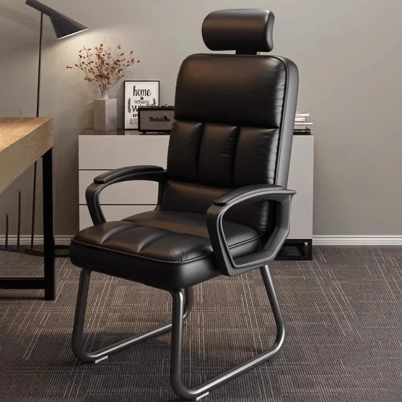 Armchair Bow Shaped Computer Chair High Back Executive Task Chair Linen Fabric Breathable Fotel Gamingowy Home Office Furniture - zdjęcie 1